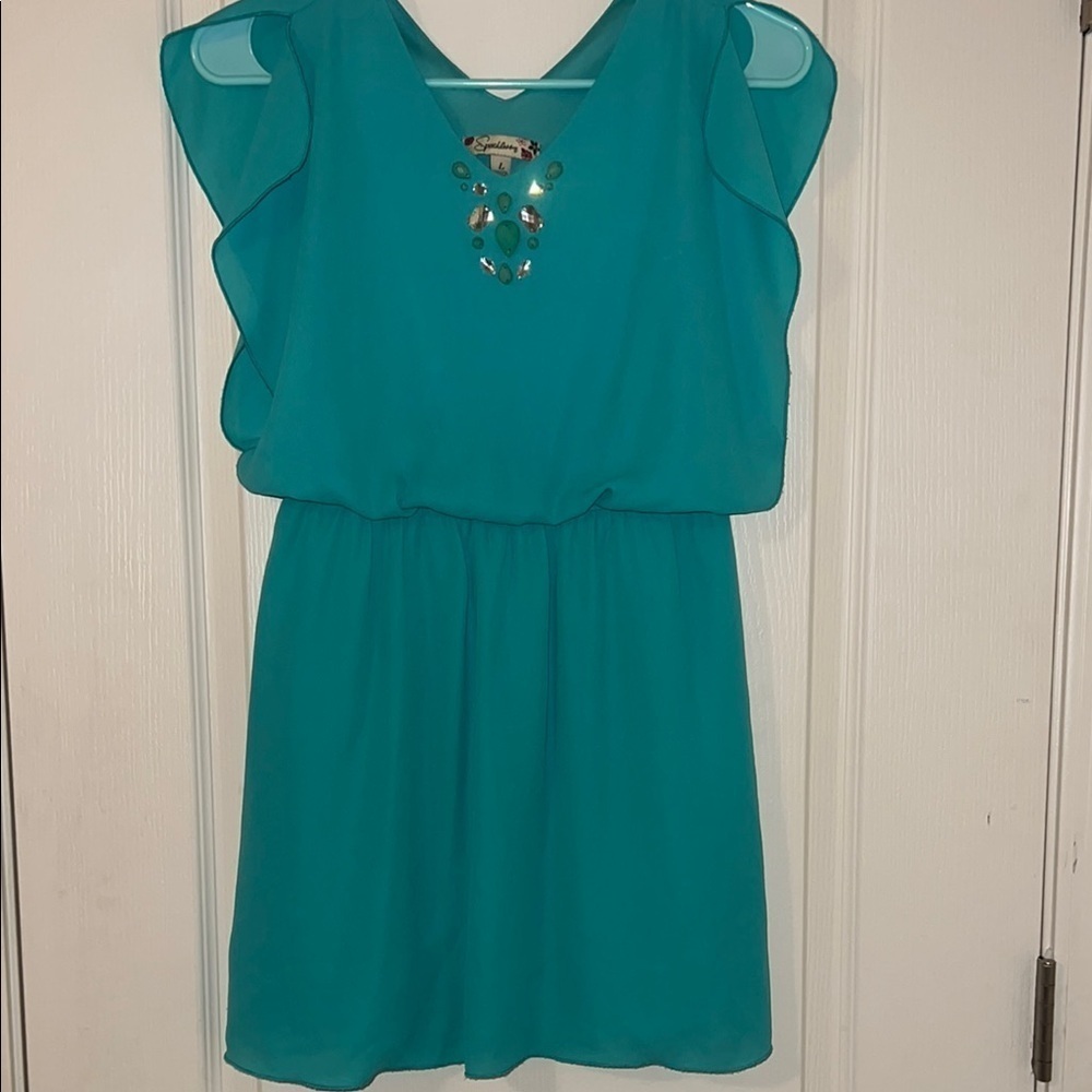 Teal Sleeveless Kids‎ Dress